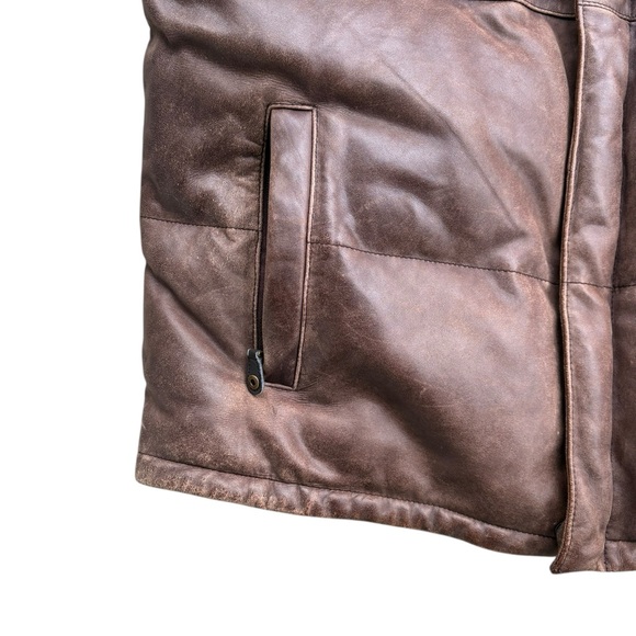 90s VTG Eddie Bauer Premium Leather Goose Down Vest XL - Picture 4 of 11